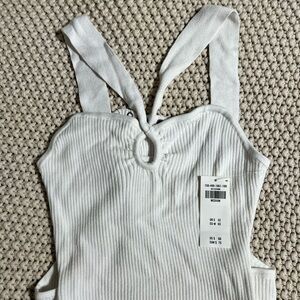 Abercrombie & Fitch White Ribbed Bodysuit